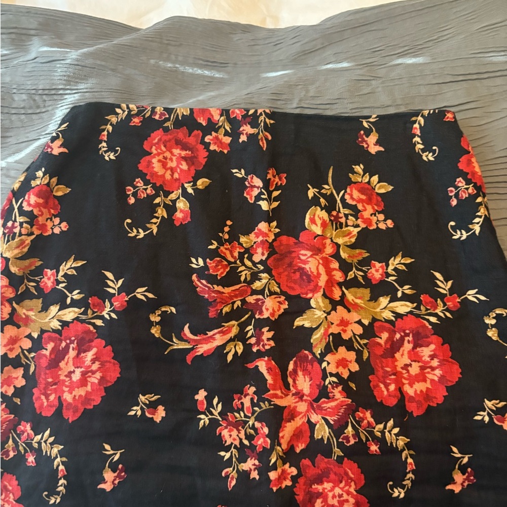 Reformation Black Floral Pencil Skirt